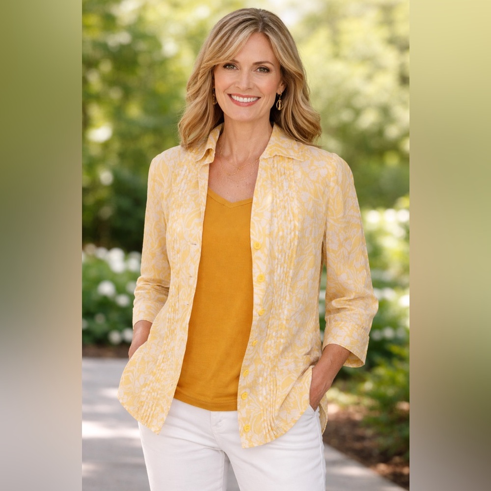 Petite Floral Linen Shirt
